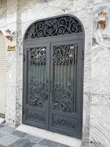 Porte en verre et acier forgé haut de gamme en cuivre noir, bronze et étain pour projets architecturaux, tube carré en acier - Product Image 4