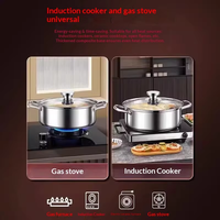Marmite extra-épaisse en acier inoxydable non revêtu, double face, robuste, pour cuisinières à induction, usage domestique, modèle CM No