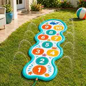 Kids Inflatable Hopscotch Sprinkler Inflatable Mat Outdoor Water Play <b>Game</b> Ocean Theme Summer Splash <b>Pad</b> Toy - Product Image 6