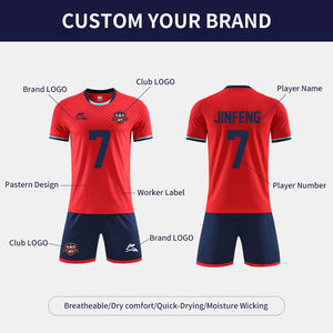 Einfarbiges Fußballverein-Trikot-Set Atmungsaktive Polyester Sublimierte Sportbekleidung Trainingsanzüge Fußballtrikot - Product Image 3