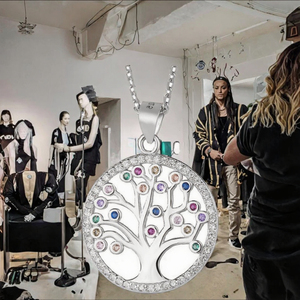 Colgantes de Árbol de Plata de Ley 925 de Alta Calidad con Baño de Rodio, Colgantes de Planta de la Vida a la Moda con Piedras de Zirconia, Venta al por Mayor - Product Image 3