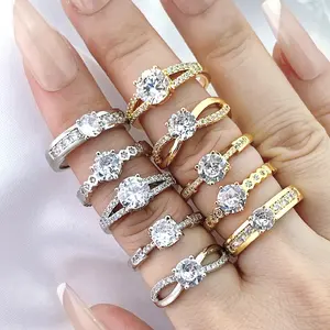 FOXI all'ingrosso oro vermeil argento sterling 925 gioielli fidanzamento eternità zirconia anelli in argento sterling gioielli donna