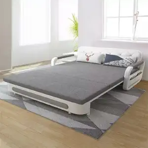 Dayanıklı oturma odası mobilya otel gri ay şekli oyun Recliner kol dönüştürülebilir mikrofiber yatak kanepe ile