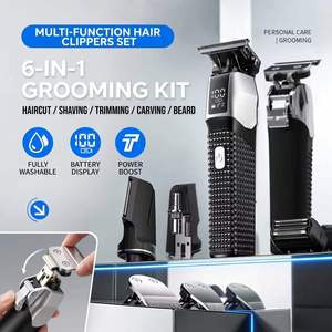 Kit de toilettage 6-en-1 pour hommes, tondeuse à cheveux IPX7, fournitures de barbier, ensemble de tondeuses personnelles multifonctions pour hommes, pour la maison, nouvelle collection, meilleures ventes - Product Image 1