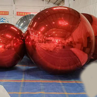 Boule de miroir gonflable bleue suspendue ballon de sphère de miroir pour la décoration d'événement de fête de scène Double couches boules de miroir en PVC