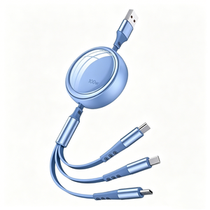 Câble <span class=keywords><strong>de</strong></span> charge rapide rétractable 3-en-1 personnalisé avec logo, 100W, 6A, 1,2M, pour téléphones et tablettes Android Type C - Vente en gros 2026 - Product Image 1