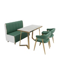 Ensemble table et chaises de restaurant au design minimaliste moderne, en bois massif et cuir, mobilier commercial