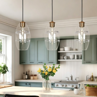 Suspension moderne en verre doré à 1 lumière pour îlot de cuisine et salle à manger