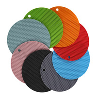 Sous-plat rond en silicone réutilisable à motif nid d'abeille - Tapis de protection contre la chaleur pour casseroles, bols, plats, dessus de table, antidérapant, sous-verre
