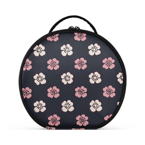 Custom Print Black Flower Design <b>Makeup</b> Bag Travel Cosmetic Train Case <b>Makeup</b> Brush Organizer Professional <b>Makeup</b> Artist Case - Product Image 1