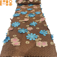 Dentelle Guipure en Polyester Brodé 3D à Fleurs Solubles dans l'Eau, Tissu de Luxe pour Robe de Banquet, Style Européen et Américain