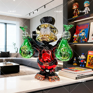 Escultura de Resina de Fibra de Vidrio Pintada a Mano, Modelo de Estatua de Scrooge McDuck, el Pato Millonario, en Color Dorado Cromado Personalizado - Product Image 2