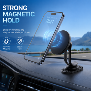 Support de téléphone magnétique minimaliste à double bras en alliage d'aluminium, rotation à 360°, fixation ventouse pour tableau de bord, compatible MagSafe - Product Image 2