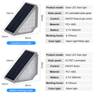 Lumière solaire LED sans fil à haute luminosité, lumière blanche chaude, détecteur crépusculaire, <span class=keywords><strong>pour</strong></span> jardin, <span class=keywords><strong>balcon</strong></span>, allée, escalier, IP65 étanche, petite taille - Product Image 5