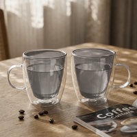Mug à café isotherme à double paroi en verre, grande capacité, 14 oz, résistant à la chaleur, passe au lave-vaisselle