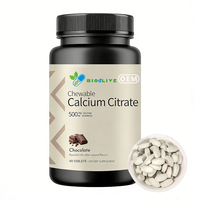 Comprimés de citrate de calcium à croquer 500 mg saveur chocolat avec vitamine D3 ajoutée, 90 unités, service de marque privée OEM ODM
