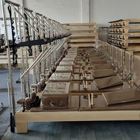 Reformer Pilates Semi-Cadillac Professionnel en Bois d'Érable pour Studio, Équipement de Yoga avec Ensemble Complet de Ressorts de Résistance, Écologique