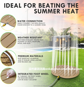 Direkt vom Hersteller: Cremefarbene Außendusche, 4M Hohe 20-Loch Aufwärtsstrahlende Gartendusche, Verstellbare Bodendusche für den Sommer - Product Image 3