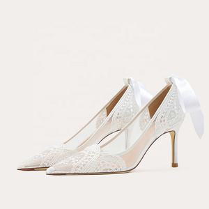 2024 scarpe da sposa da donna con tacco alto da donna con tacco alto con tacco alto da donna in maglia di pizzo estivo - Product Image 3