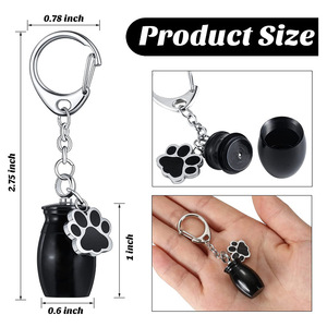 Guci Mini baja tahan karat tahan lama gantungan kunci stoples abu cetak kaki kecil kenang-kenangan kremasi hewan peliharaan desain baru untuk memori perjalanan & sehari-hari - Product Image 2