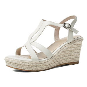 Sandalias de cuña de paja con correa en T para playa, <span class=keywords><strong>alpargatas</strong></span> con plataforma, para verano - Product Image 3