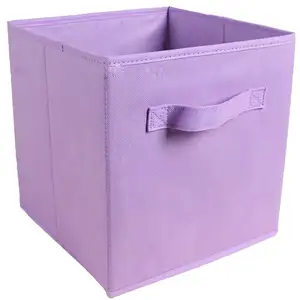 Cestas de cubo plegables, contenedores de almacenamiento de tela, cubos de almacenamiento duraderos de colores divertidos con asas, 6 paquetes