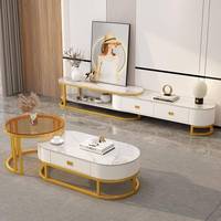 Table basse gigogne de luxe en pierre frittée avec tiroirs de rangement, ensemble de tables à thé personnalisées pour salon moderne et décoration intérieure