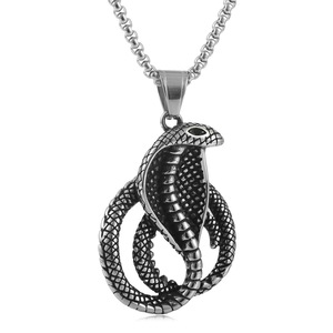 Collier pendentif Cobra en acier inoxydable pour homme, chaîne animale 3.0*60cm, chaîne de perles carrées, bijoux de mode - Product Image 4