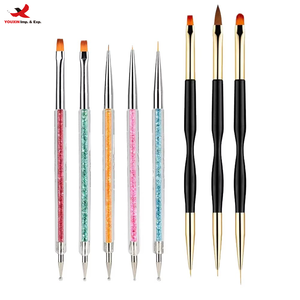 YOUXIN Double-Ended Synthetic Hair Acrylic Nail Art Brushes Dotting Tool Kit Flat Liner <b>Pens</b> Nail Painting Customized Logo - Product Image 1