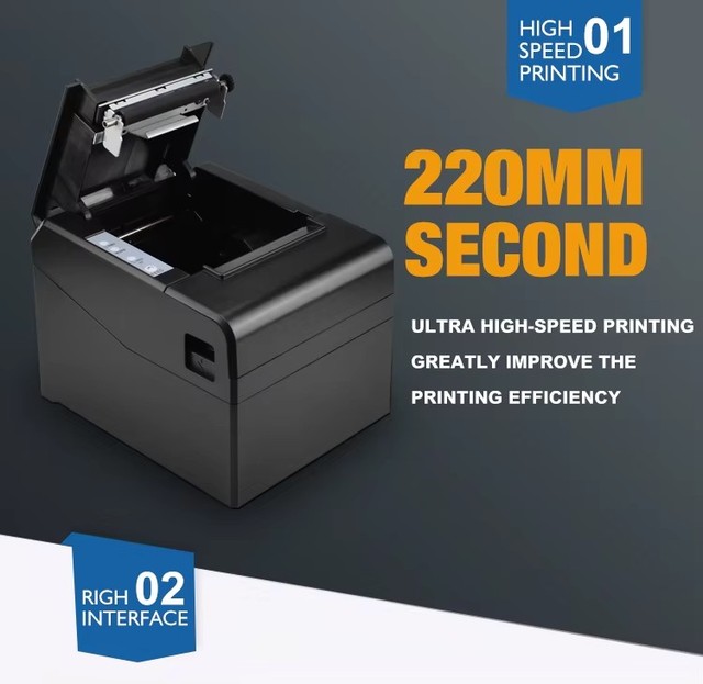 POS8330 Direct Thermal Label Printer 80mm Sticker Label Roll Printing Machine USB Barcode Printer 220mm/s Fast Speed