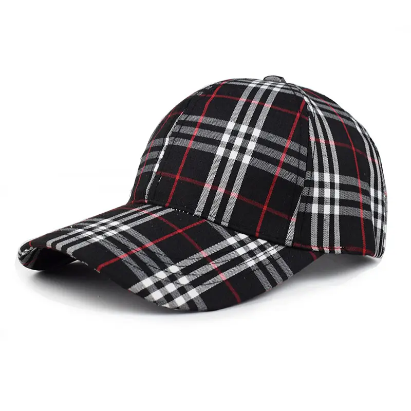 Lente Hoge Kwaliteit Sport Caps Check Patroon Plaid Custom Geborduurde Baseballpet Hoeden Voor Vrouwen