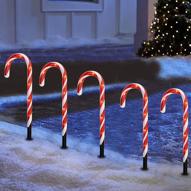 プラスチック製ソーラークリスマスライト屋外防水杖ライトクリスマス装飾品庭の装飾豪華