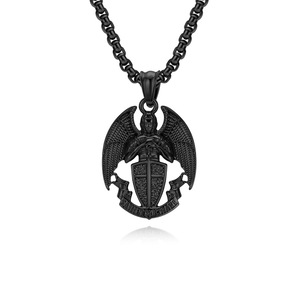 Cross-border retro Saint Michael necklace for men, unique punk hip-hop style, versatile pendant, protective dark jewelry. - Product Image 5