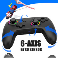 Controlador RGB de diente azul inalámbrico de doble vibración para Nintendo Switch OLED/Switch Lite/PC/Gamepad móvil Joystick multifunción