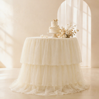 Jupe de table en maille pour mariage, fête, festival, table de desserts, nappe romantique en dentelle, accessoires de décoration