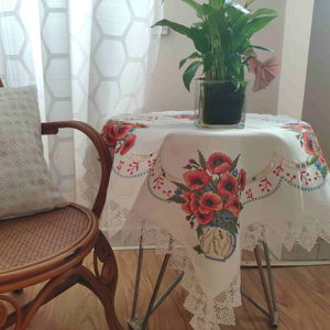 Tovaglia in pizzo nero ricamata elegante motivo floreale tovaglia rotonda per matrimoni, feste, vacanze, cene, decorazione per la casa (rotondo-150 cm/60, nero