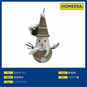 Homeera Christmas Ornament Snowman 14x20cm Handcrafted Indoor Decor Living Room Decoration - Product Image 1