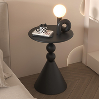 Mesa Auxiliar Redonda Pequeña Color Crema, Mesa Auxiliar de Estilo Minimalista Moderno para el Dormitorio, Mesa de Centro para Sala de Estar al por Mayor