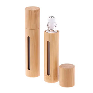 <span class=keywords><strong>Bo</strong></span> Zheng botella de Perfume de aceite de esencia de bola de madera de bambú ecológica hecha a mano 3ml/5ml/10ml capacidad diseño Simple pantalla de seda - Product Image 1