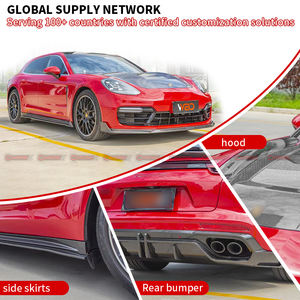 Kit carrosserie de haute qualité en fibre de carbone sèche, style Commas, pour Porsche Panamera 971 : Lame avant, Lame arrière, Jupes latérales - Product Image 4