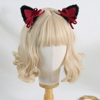 Nouveau serre-tête gothique Dark Lolita avec nœud et oreilles de chat. Coiffe Lomang, style Lolita.