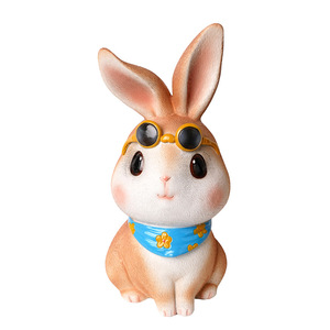 Hucha de conejito adorable con gafas de sol y pañuelo, caja de dinero para niños, decoración del hogar, adorno de escritorio - Product Image 2