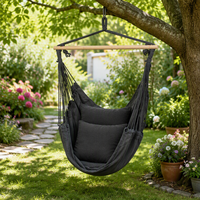 Hamac suspendu en coton avec barre de suspension en bois et coussin moelleux pour jardin et intérieur