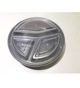 Contenants alimentaires en plastique PP jetables de qualité réutilisables à 3 compartiments avec couvercles hermétiques pour la restauration - Product Image 1