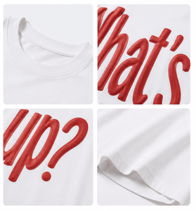 Camiseta de <span class=keywords><strong>Hombre</strong></span> con Logotipo Personalizado, Impresión 3D en Relieve, Letras Rojas, <span class=keywords><strong>Blanca</strong></span>, Estilo Urbano, Fabricante OEM - Product Image 3