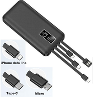Power Bank Portabel Berkualitas Tinggi 10000mah dengan Kabel Terintegrasi, Terlaris untuk Ponsel