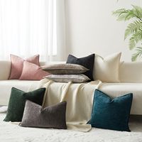 Housse de coussin solide moderne de luxe oreiller jacquard en chenille moelleux pour la décoration intérieure coussins en polyester doux pour hôtels
