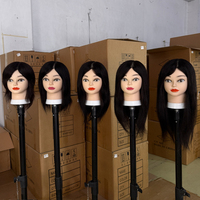 Têtes de Mannequin Droites en Cheveux Humains Naturels Non-Remy de 51 cm pour la Formation en Coiffure et Tressage, Idéales pour les Écoles de Coiffure (Vente en Gros)
