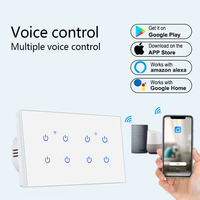 Interrupteur mural intelligent WiFi LangYeao 10A Tuya en verre trempé, type 146, 2/3/4/5/6/8 gangs, compatible Smart Life App Alexa Google 240V avec neutre