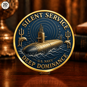 Moneda Conmemorativa Personalizada al por Mayor, Diseño Novedoso del Submarino de la Armada <span class=keywords><strong>Estadounidense</strong></span> con Tridente y Delfines, Silenciosa y de Gran Dominancia - Product Image 1